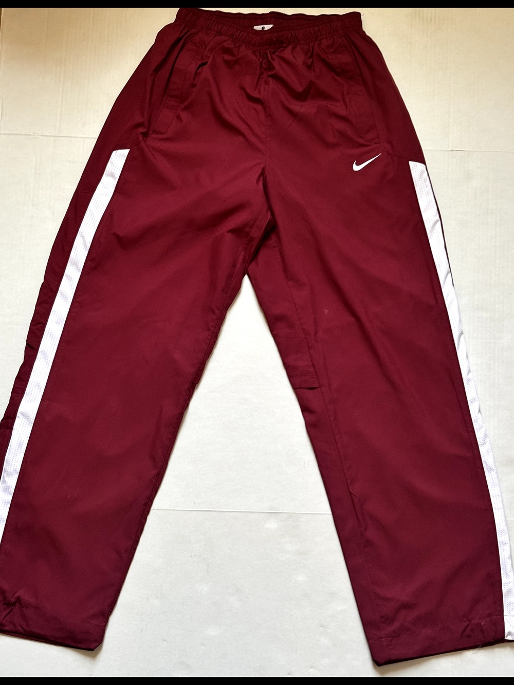 Nike  Mens Burgundy Joggers with White Side Stripes